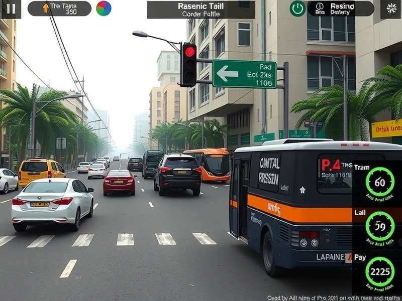 Urban Flow Pro gameplay screen showing traffic signals, vehicle counts, and public patience meter